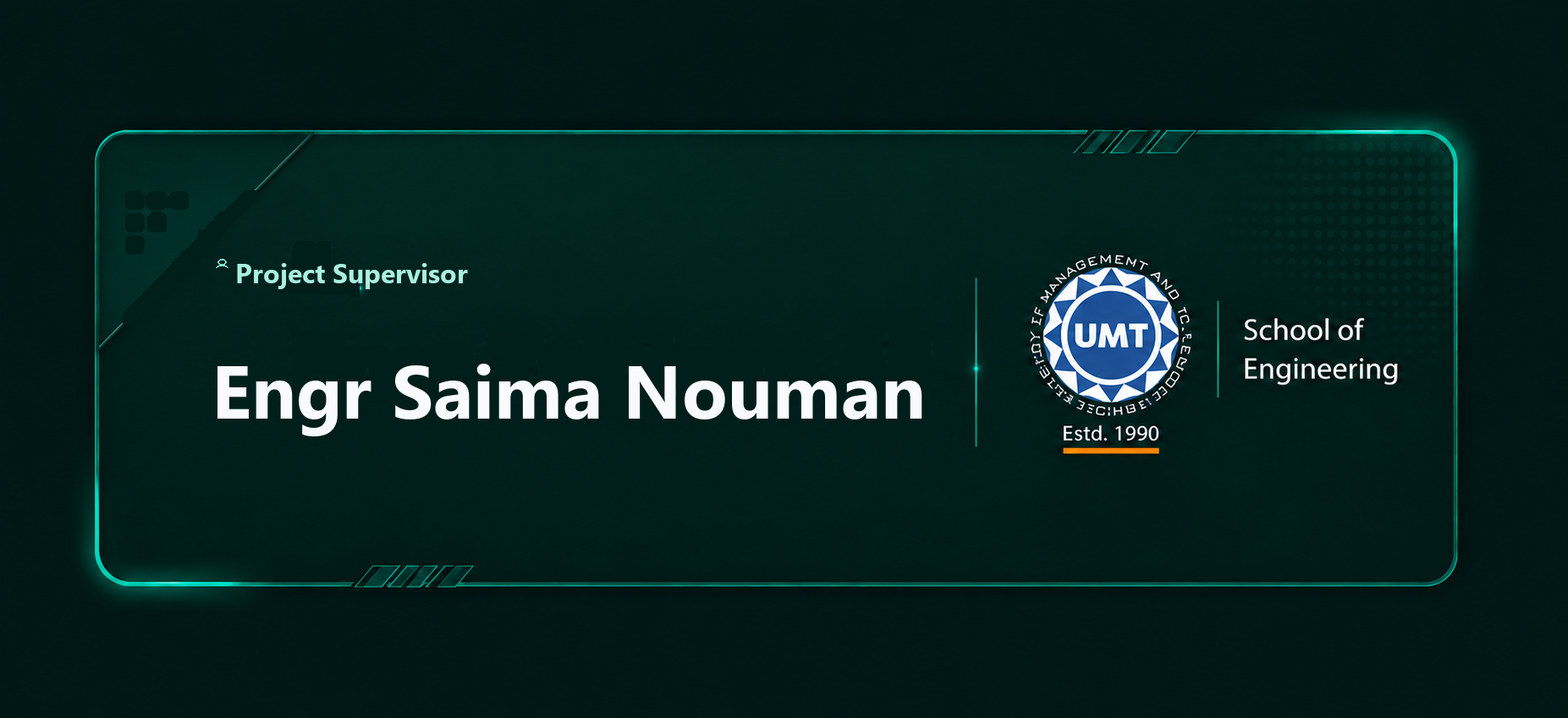 Project Supervisor Engr Saima Nouman — SmartWell project credit